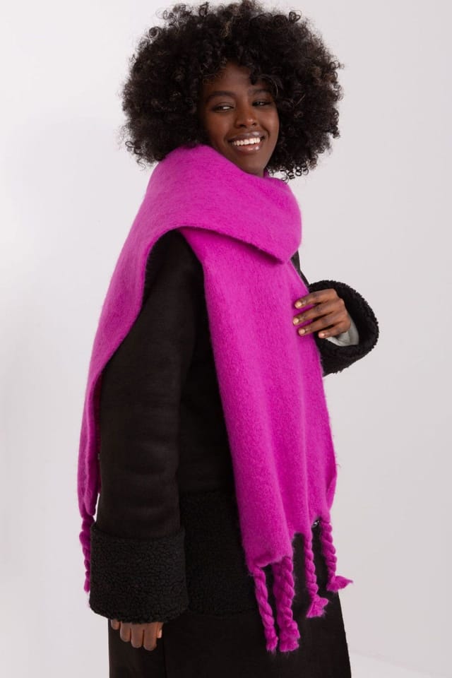 Love Lace Love Lace Women's Long Smooth Polyester Scarf with Subtle Tassels Warmth for Winter in Violet - 2