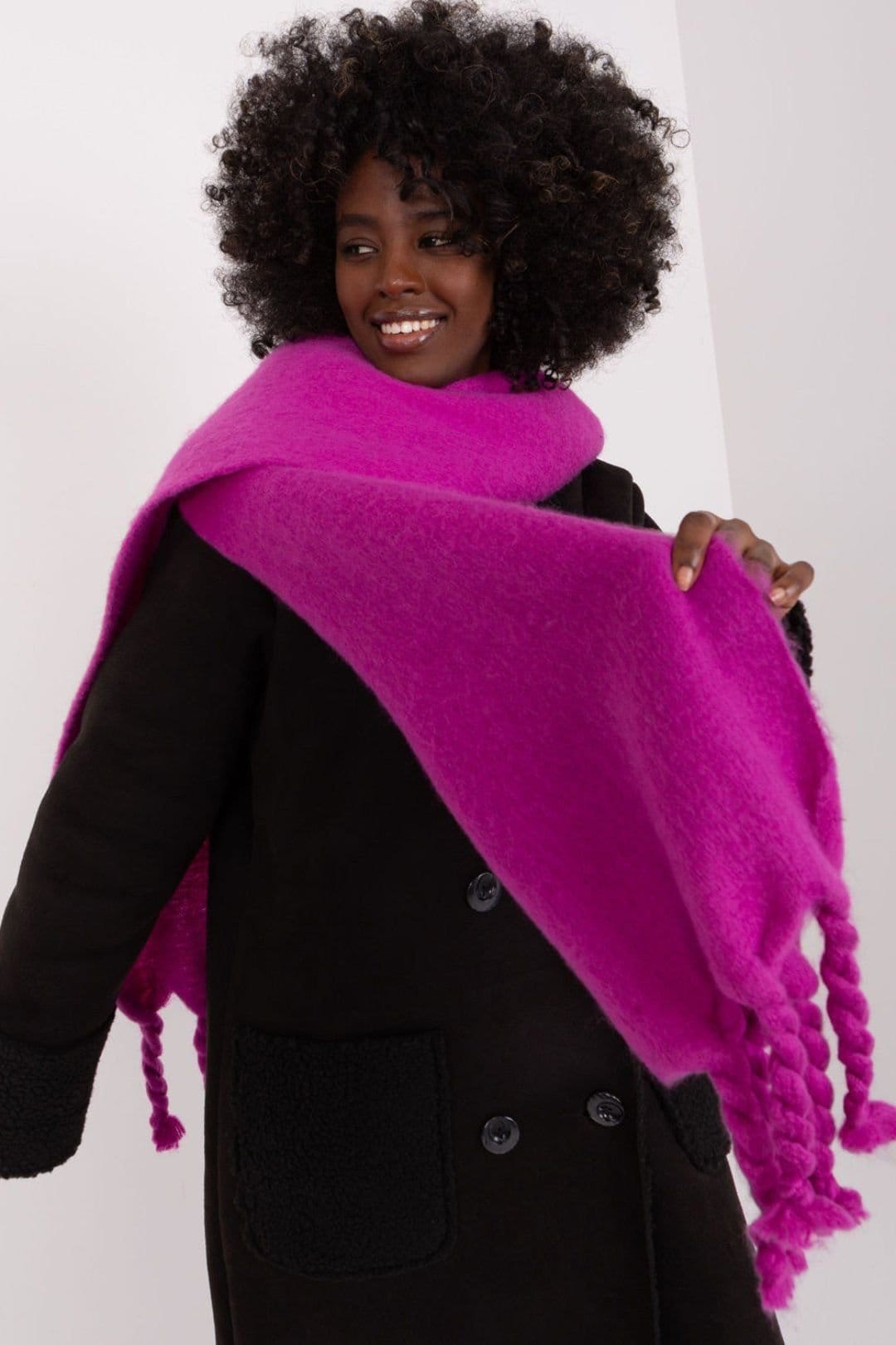 Love Lace Love Lace Women's Long Smooth Polyester Scarf with Subtle Tassels Warmth for Winter in Violet - 4