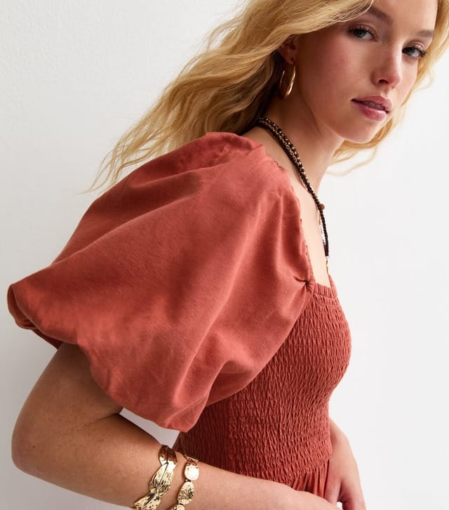 New Look Women's Dark Orange Milkmaid Midi Dress New Look - 2