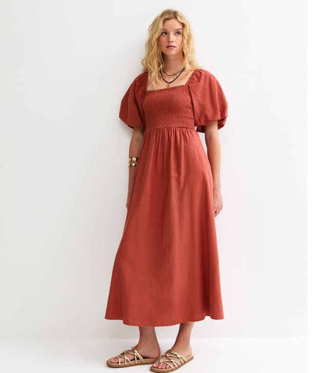 New Look Women's Dark Orange Milkmaid Midi Dress New Look - 3