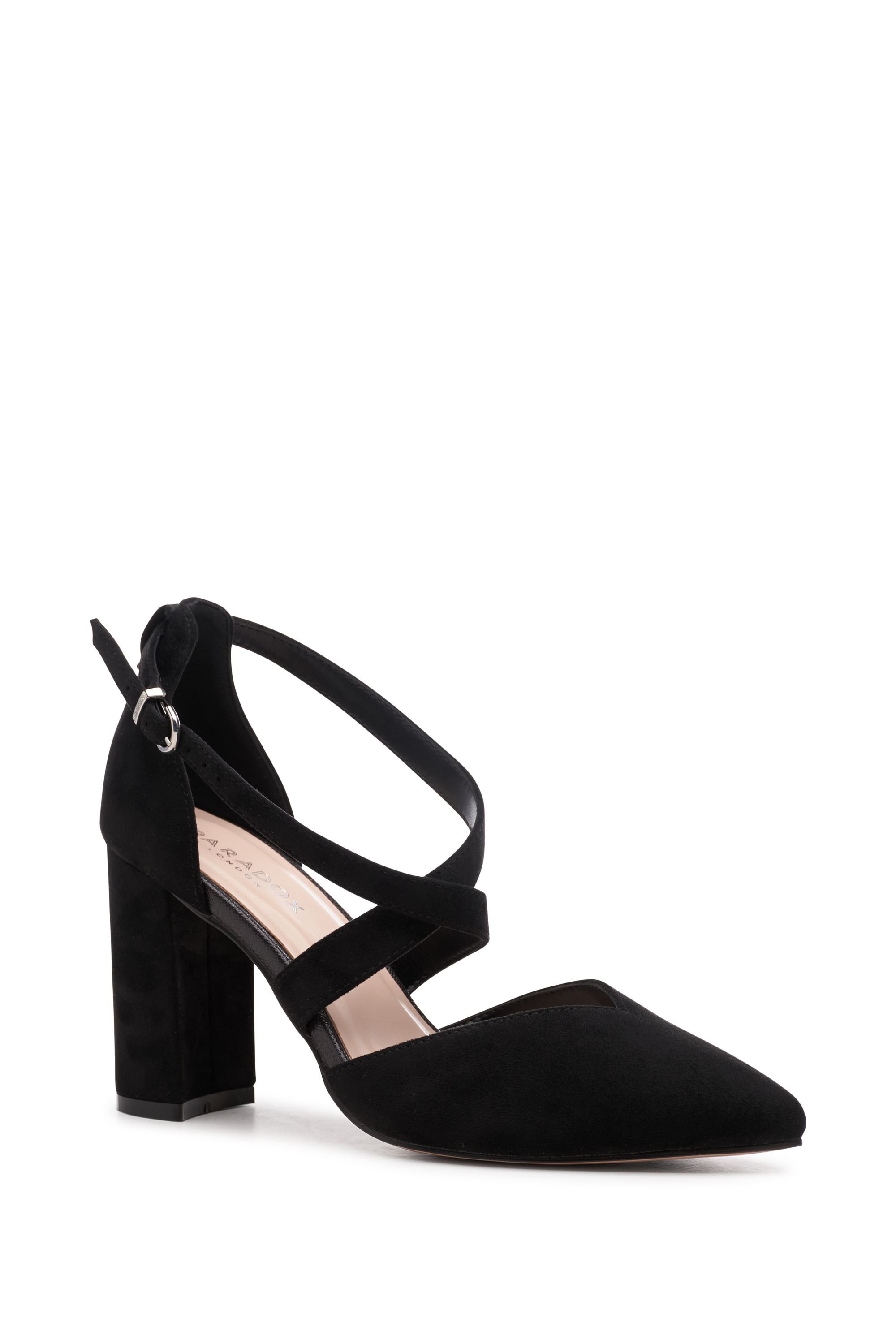 Paradox London Paradox London Women's Wide Fit 'Finula' Cross Strap Block Heel Court Shoes in Black - 2