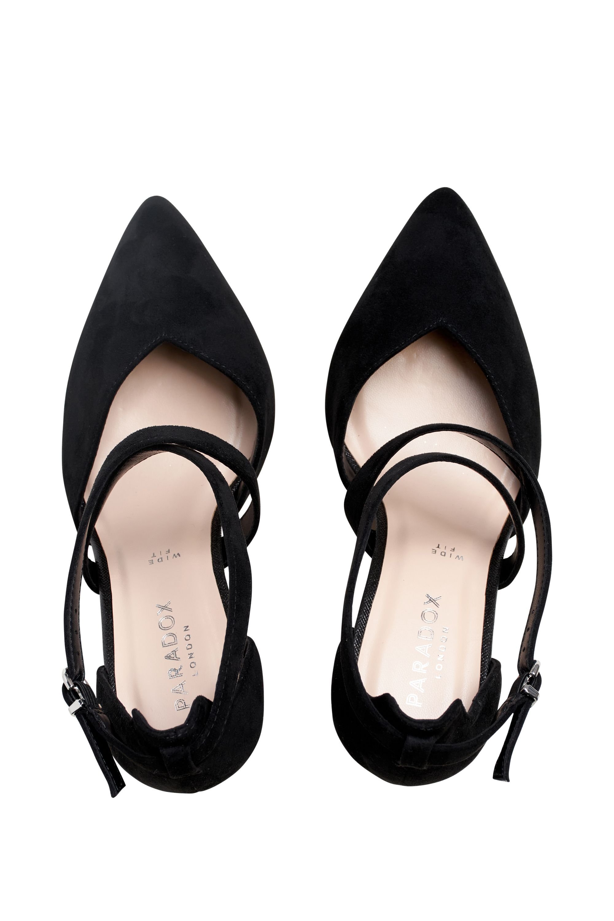 Paradox London Paradox London Women's Wide Fit 'Finula' Cross Strap Block Heel Court Shoes in Black - 3