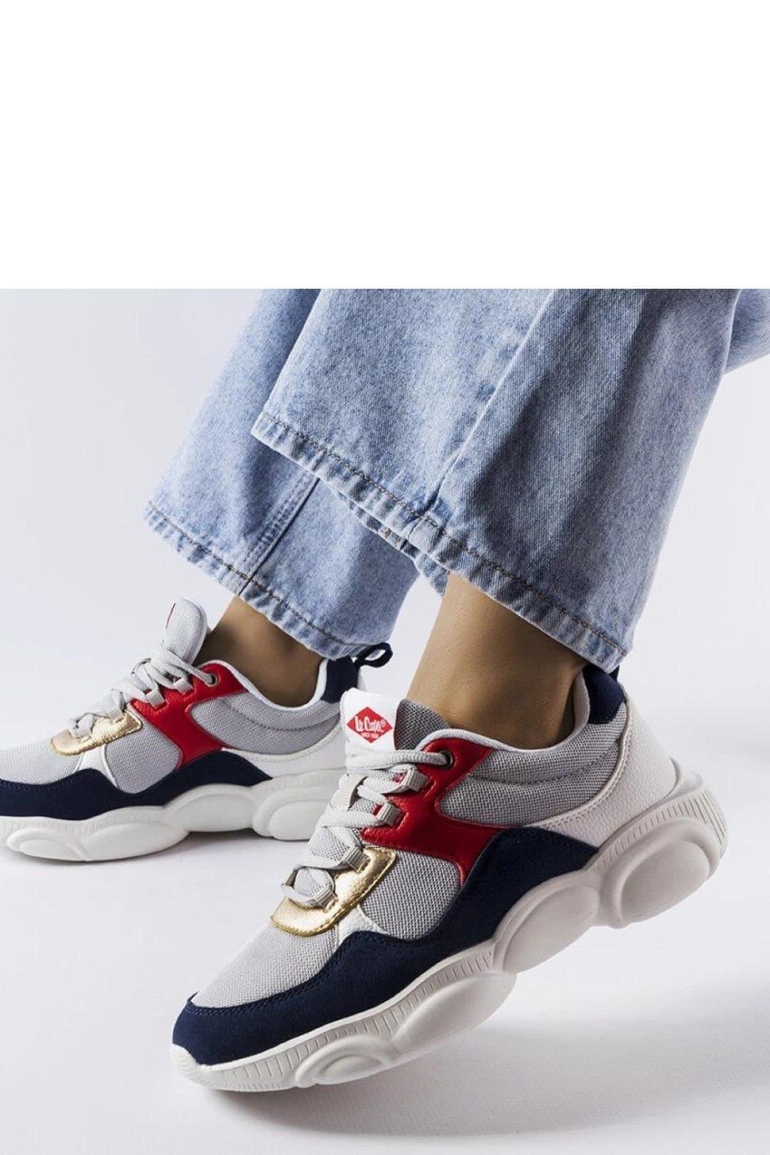 Love Lace Love Lace Women's Lee Cooper Fabric Sport Sneakers Round Toe Rubber Sole Grip in Grey