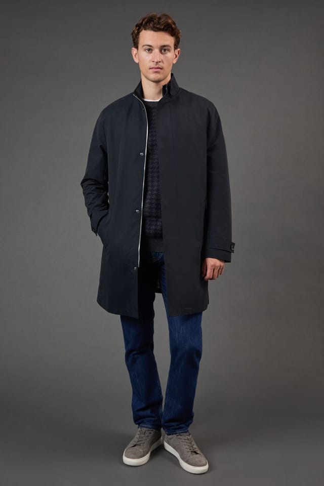 Burton Burton Men's Navy Smart Funnel Neck Mac - 2