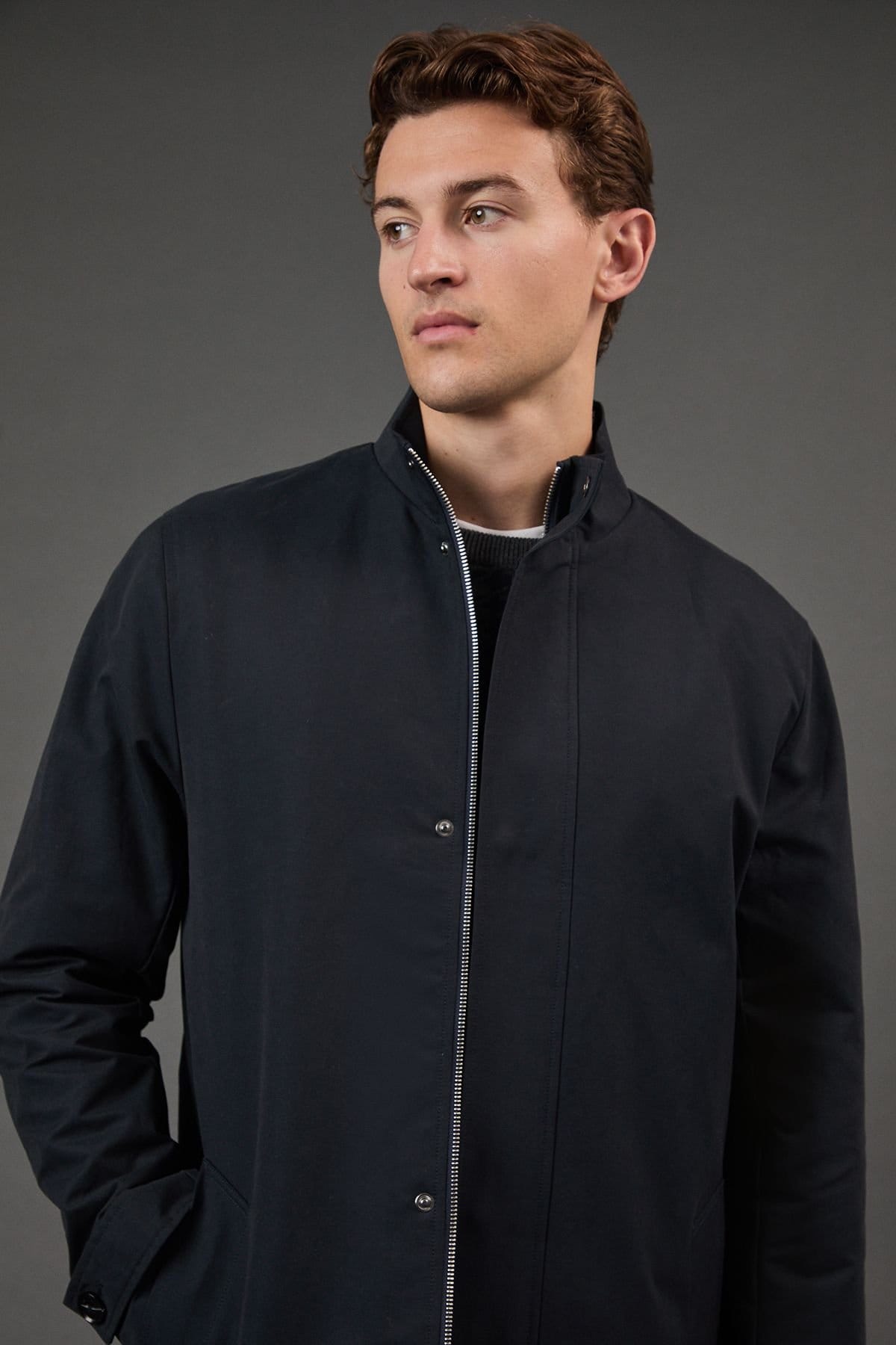 Burton Burton Men's Navy Smart Funnel Neck Mac - 4