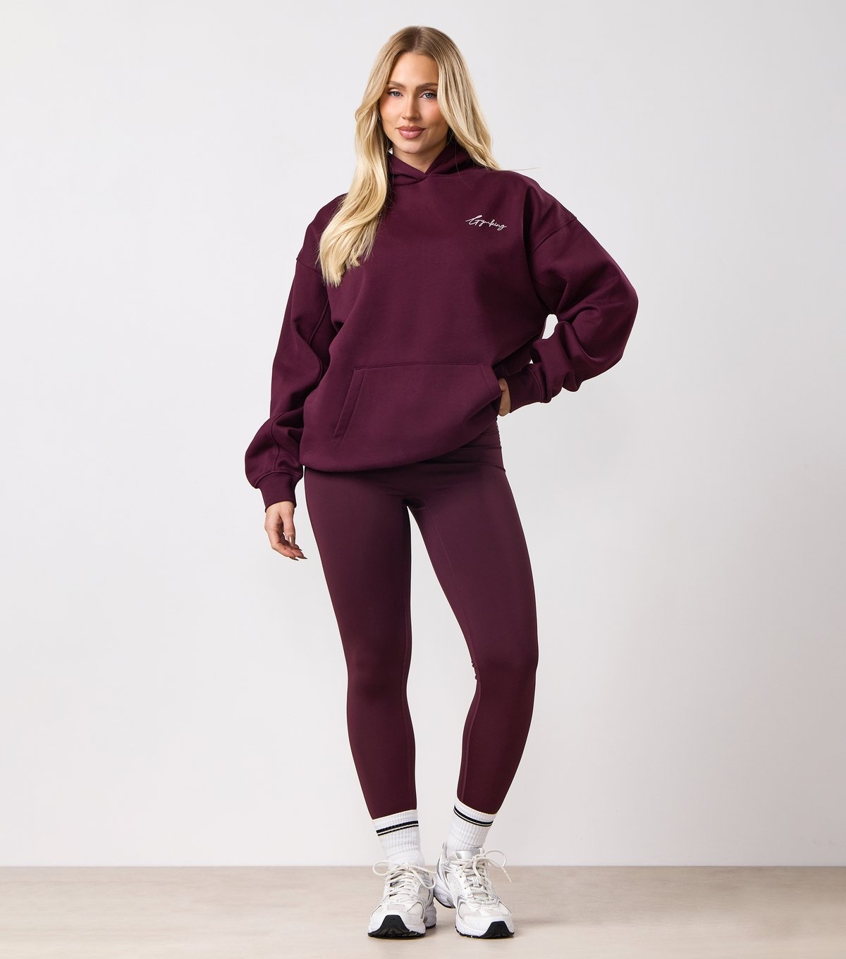 Gym King Women's Burgundy Script Mindset Hoodie Gym King New Look - 3