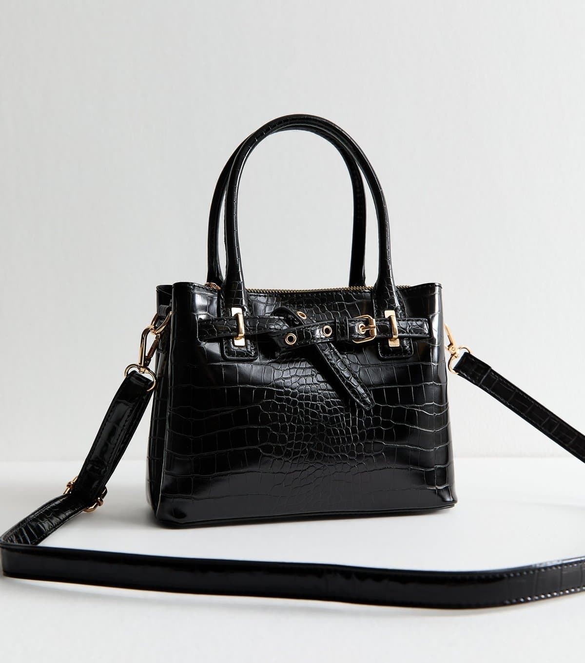 New Look New Look Black Patent Faux Leather Mini Crossbody Bag