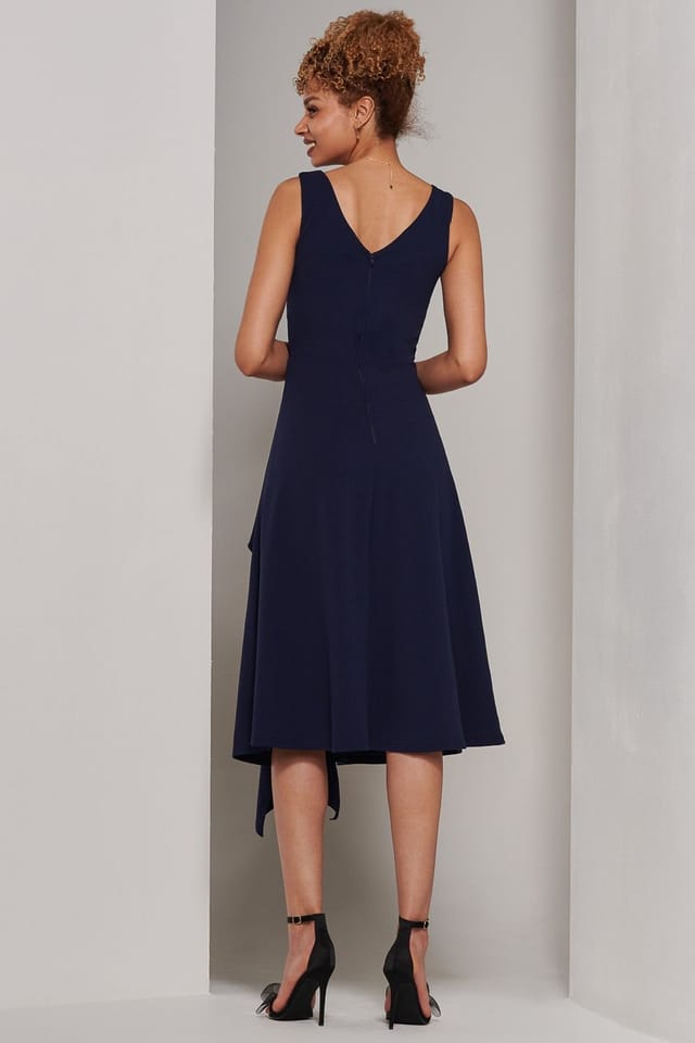 Jolie Moi Jolie Moi Women's Haylen Frill Detail Midi Dress in Navy - 2