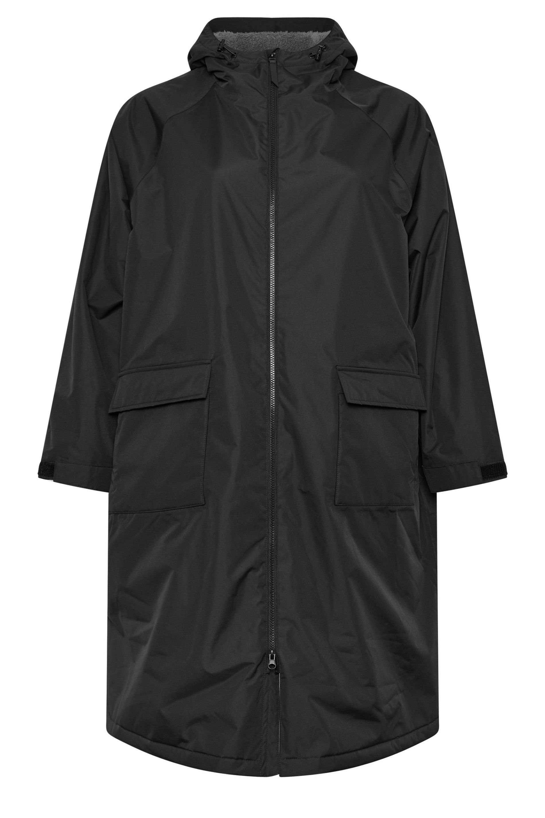Yours Yours Women's Waterproof Fleece Lined Robe in Black - 2