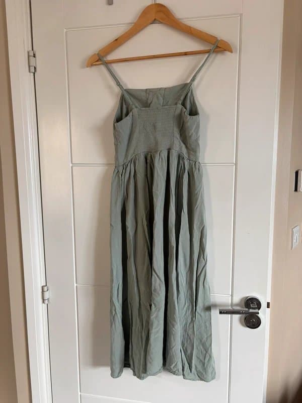 New Look New Look Sage Green Midi Dress UK 8 Lace Up Corset Strappy Summer Dress