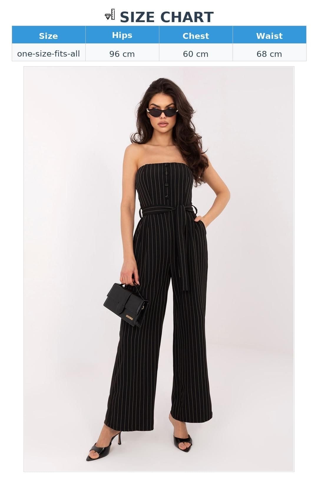 Love Lace Love Lace Women's Striped Sleeveless Wide Leg Jumpsuit with Belt in Black - 4