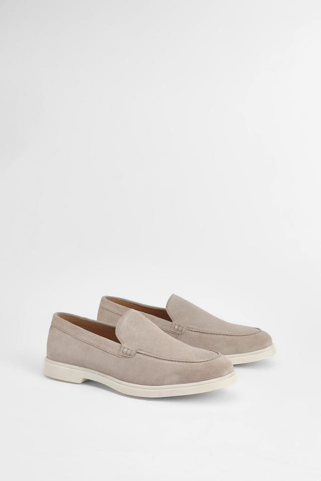 Burton Burton Men's Beige Suede Slip-On Loafers - 3