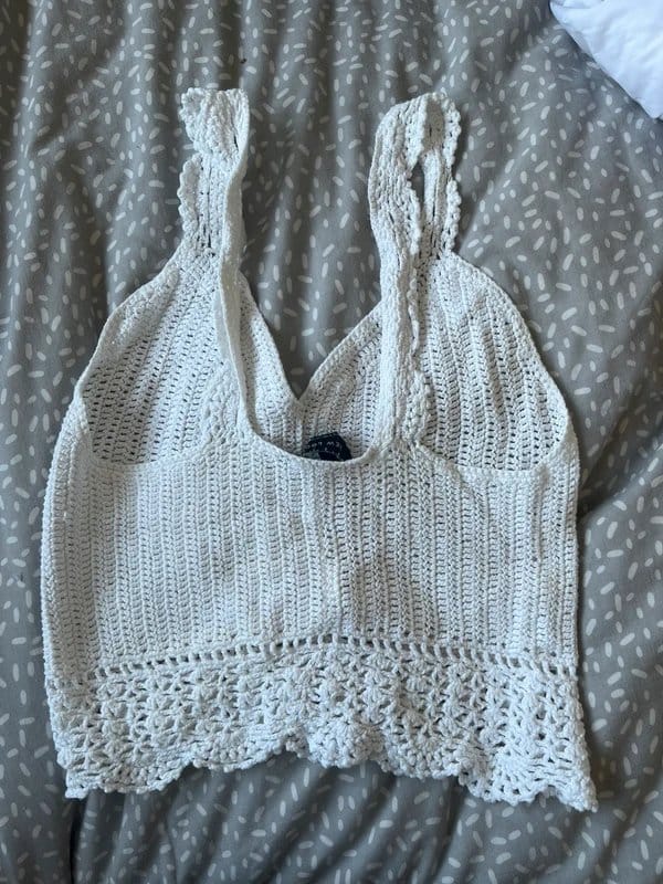 New Look Cream Crochet Crop Top