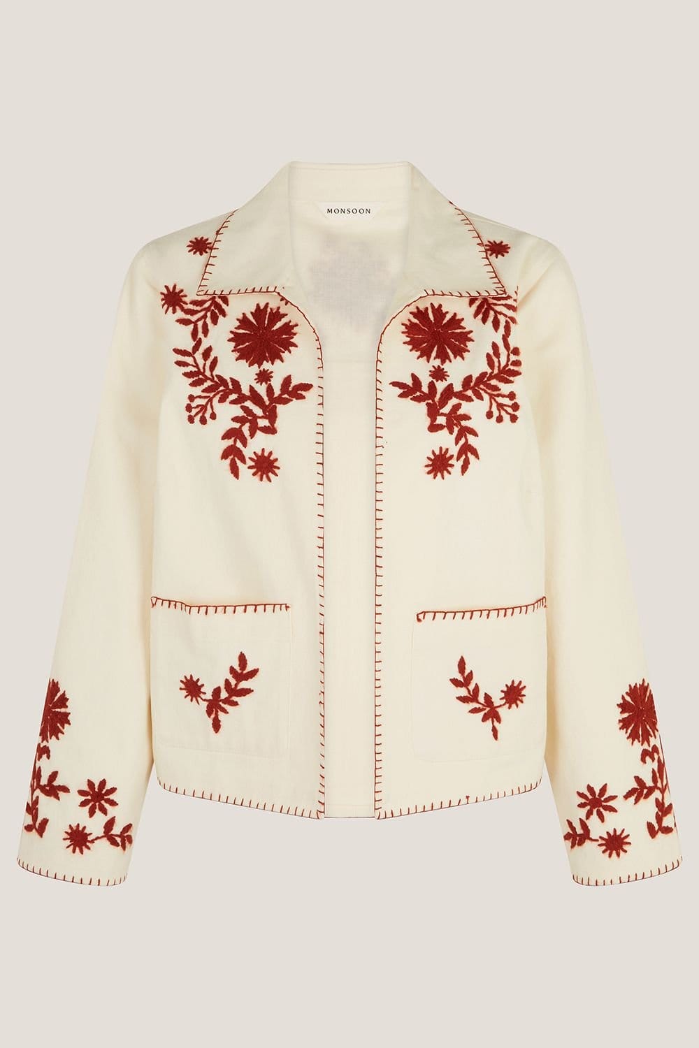 Monsoon Monsoon Women's Emilia Floral Embroidered Jacket Ivory - 4