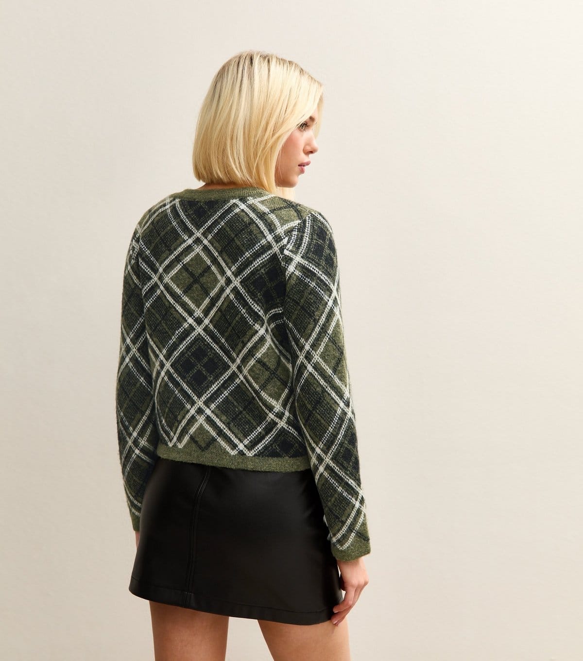 New Look Women's Green Check Double Pocket Cardigan New Look - 4