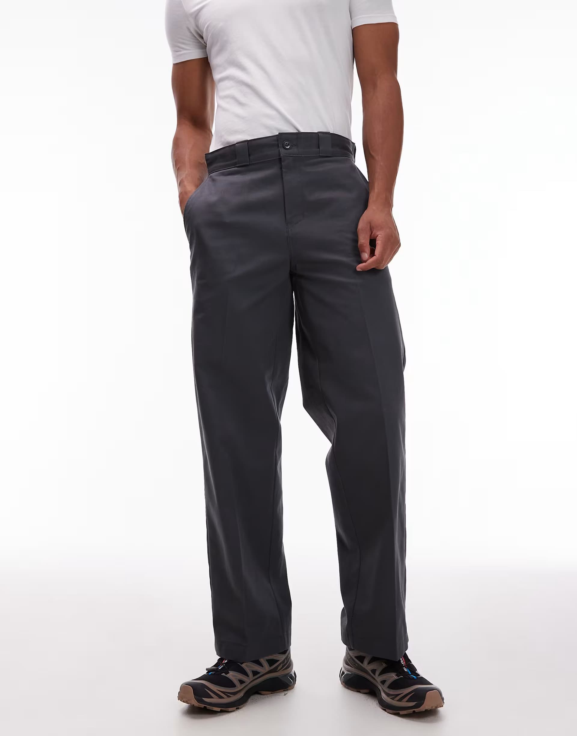 ASOS Dickies 247 loose baggy fit work trousers in dark grey