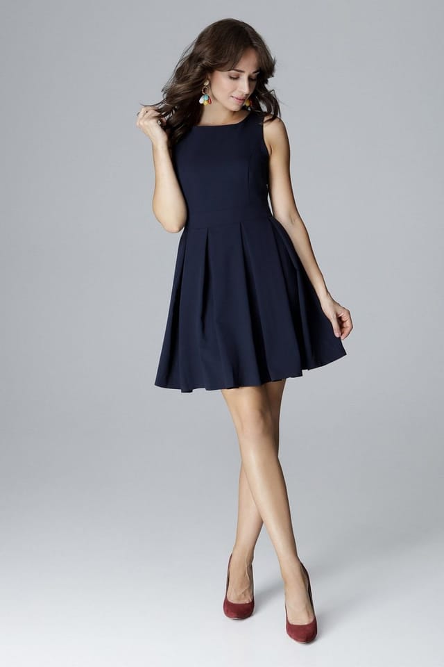 Love Lace Love Lace Women's Sleeveless Cocktail Dress Low Neck Flared Waist in Blue - 2