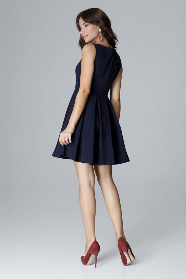 Love Lace Love Lace Women's Sleeveless Cocktail Dress Low Neck Flared Waist in Blue - 3
