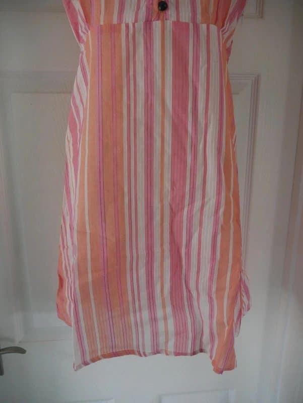 Carbon Pink Striped Pretty Cotton Summer Dress Size 12 Teadress Sundress Carbon