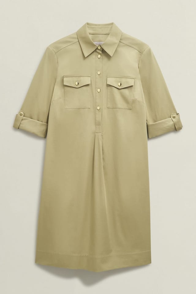 Hobbs London Hobbs London Women's Collared Shirt Dress in Light Tan - 2