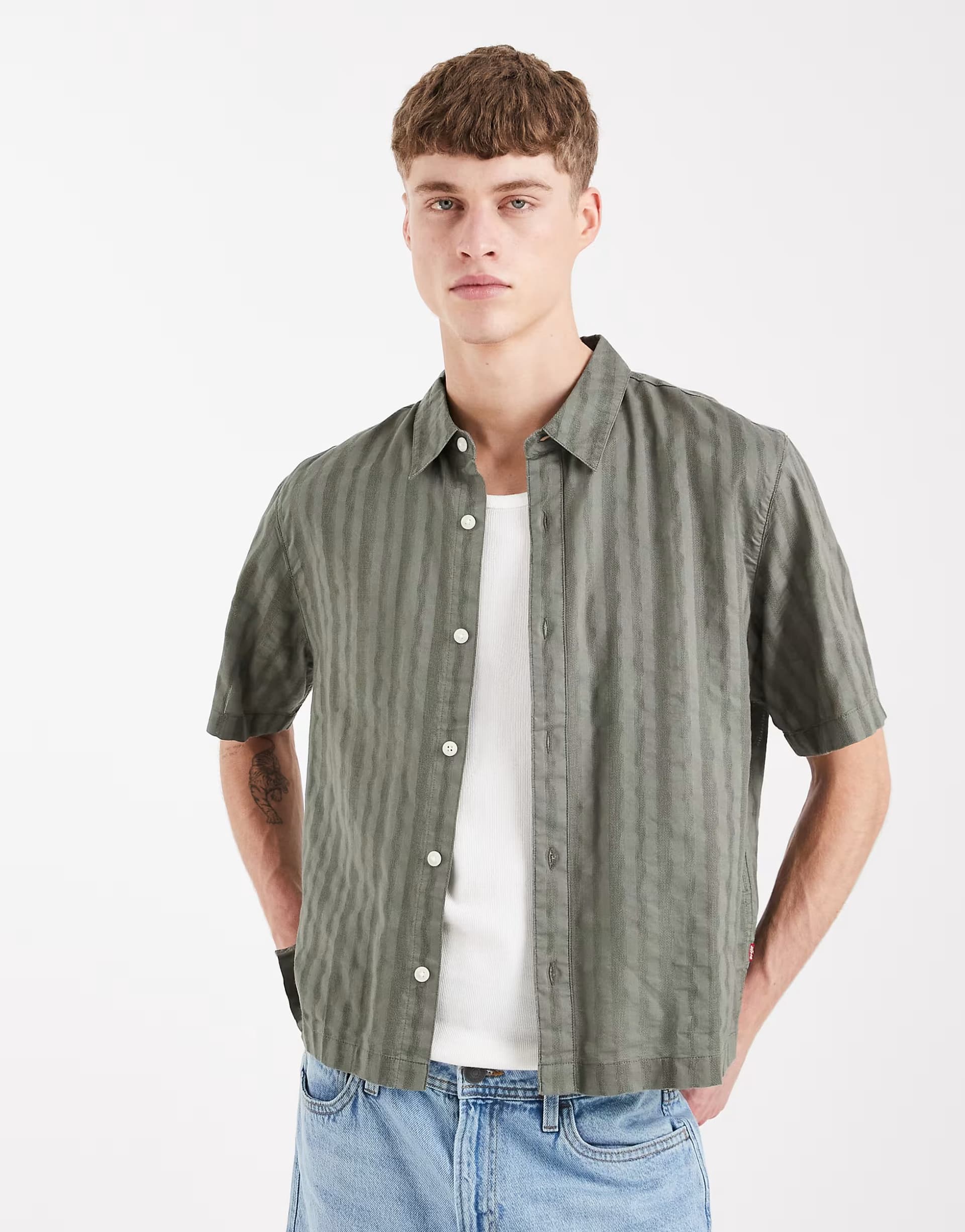 ASOS Levi's Lama short sleeve boxy shirt in green check