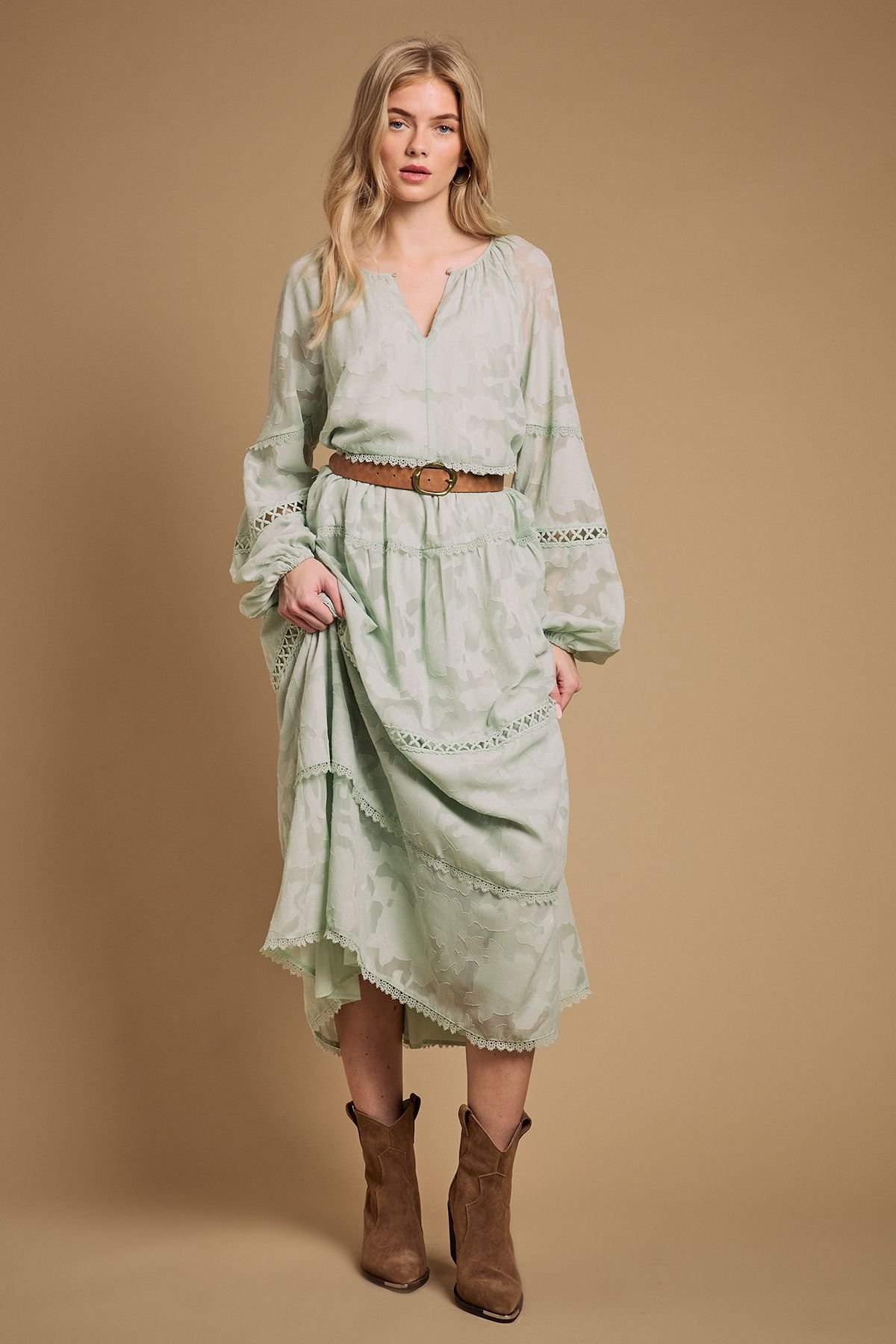 Oasis Oasis Women's Tammy Real Suede Metal Trim Western Ankle Boots in Mocha - 3