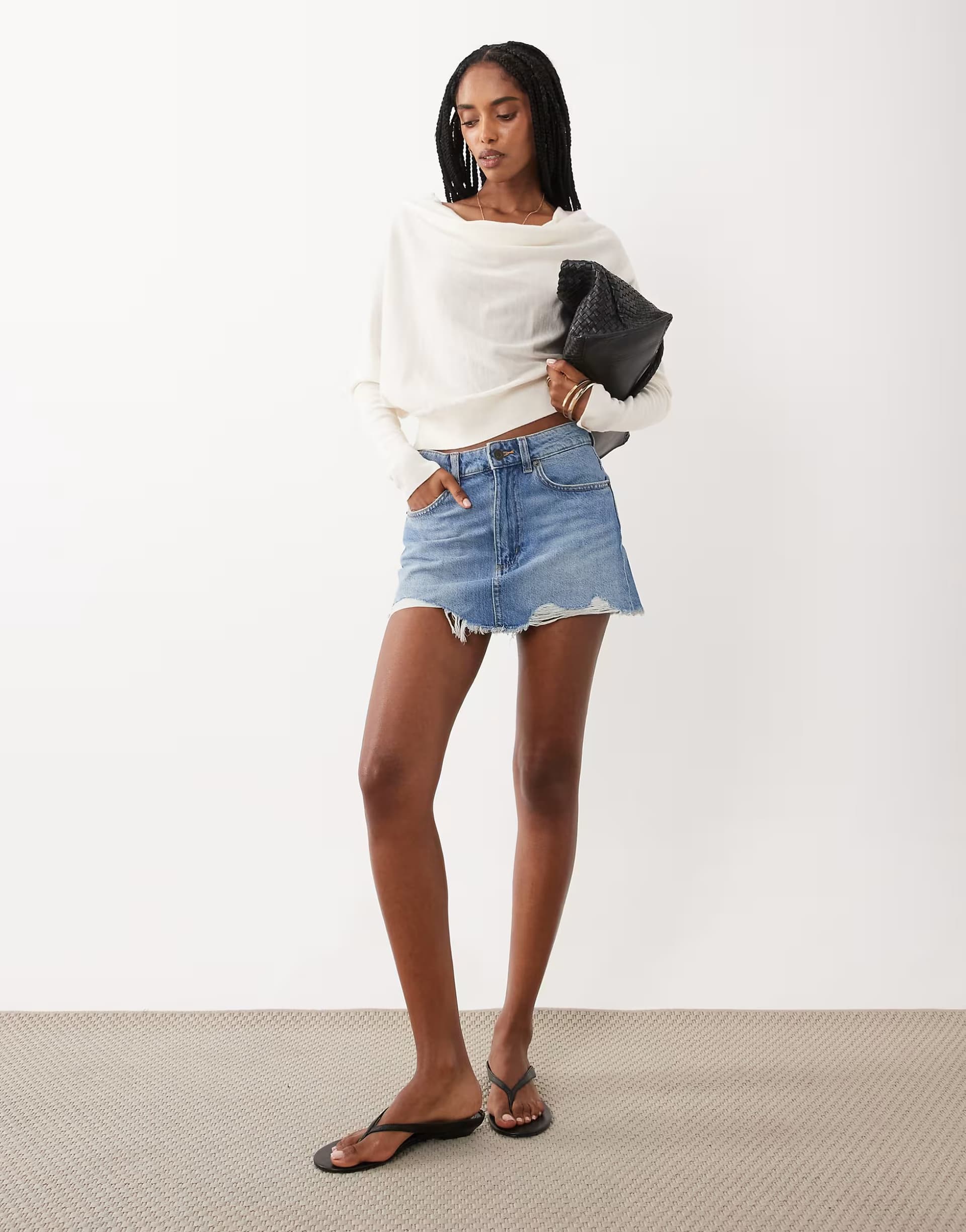 ASOS Cotton On original denim mini skirt in bobby blue rip