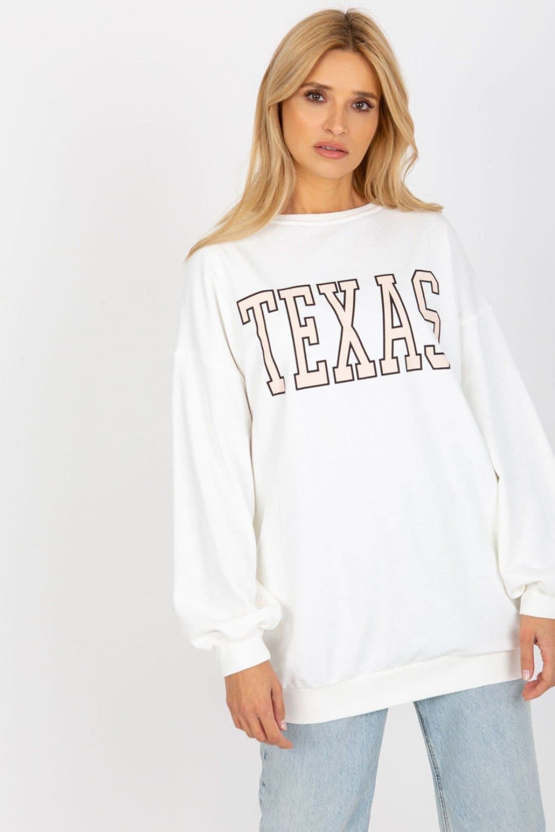 Love Lace Love Lace Women's Long Cotton Polyester Sweatshirt with Pockets in White