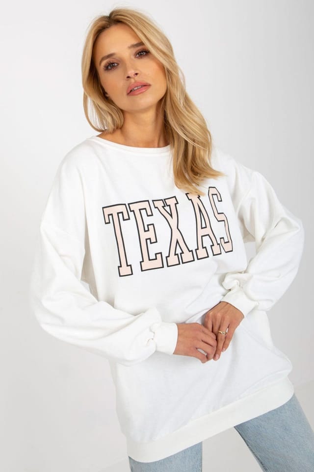 Love Lace Love Lace Women's Long Cotton Polyester Sweatshirt with Pockets in White - 2