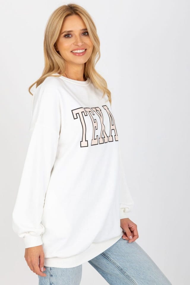 Love Lace Love Lace Women's Long Cotton Polyester Sweatshirt with Pockets in White - 3