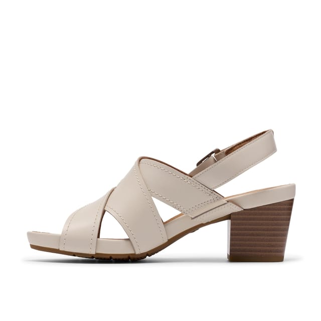 Clarks Clarks Women's Kymber Shine Cream Leather Heeled Sandals - 2
