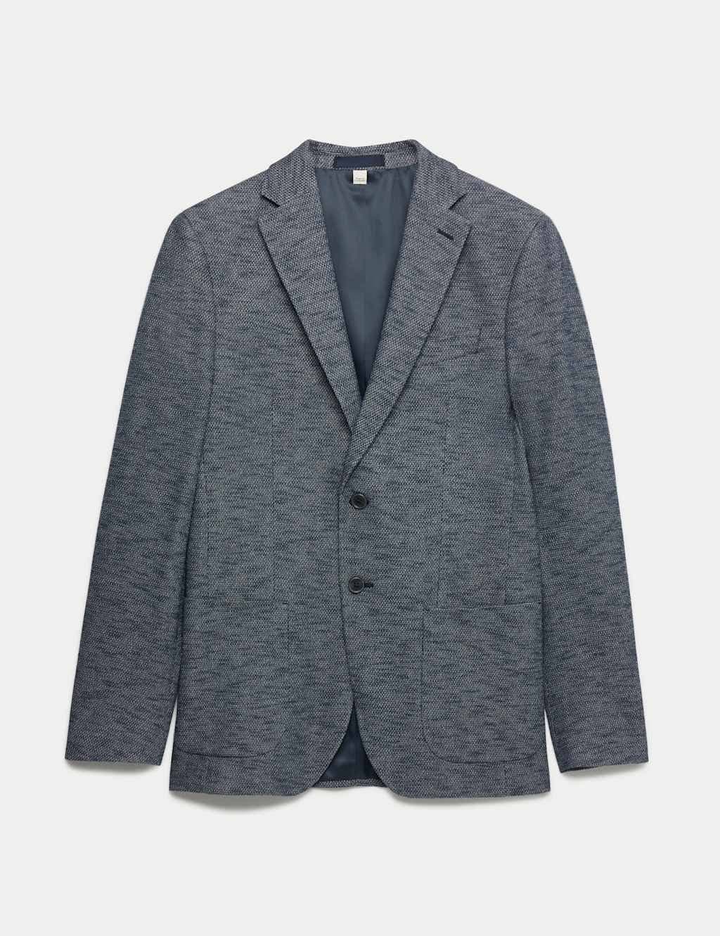 Marks & Spencer M&S Navy Mix Textured Stretch Blazer