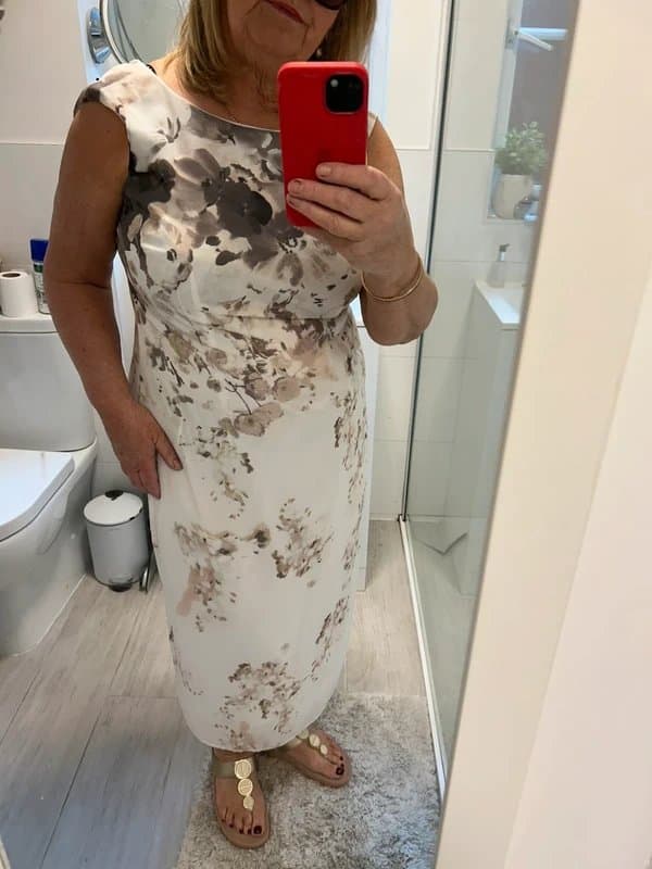 nightingale Nightingale maxi shift dress Bnwt fits a 16 Greige floral print