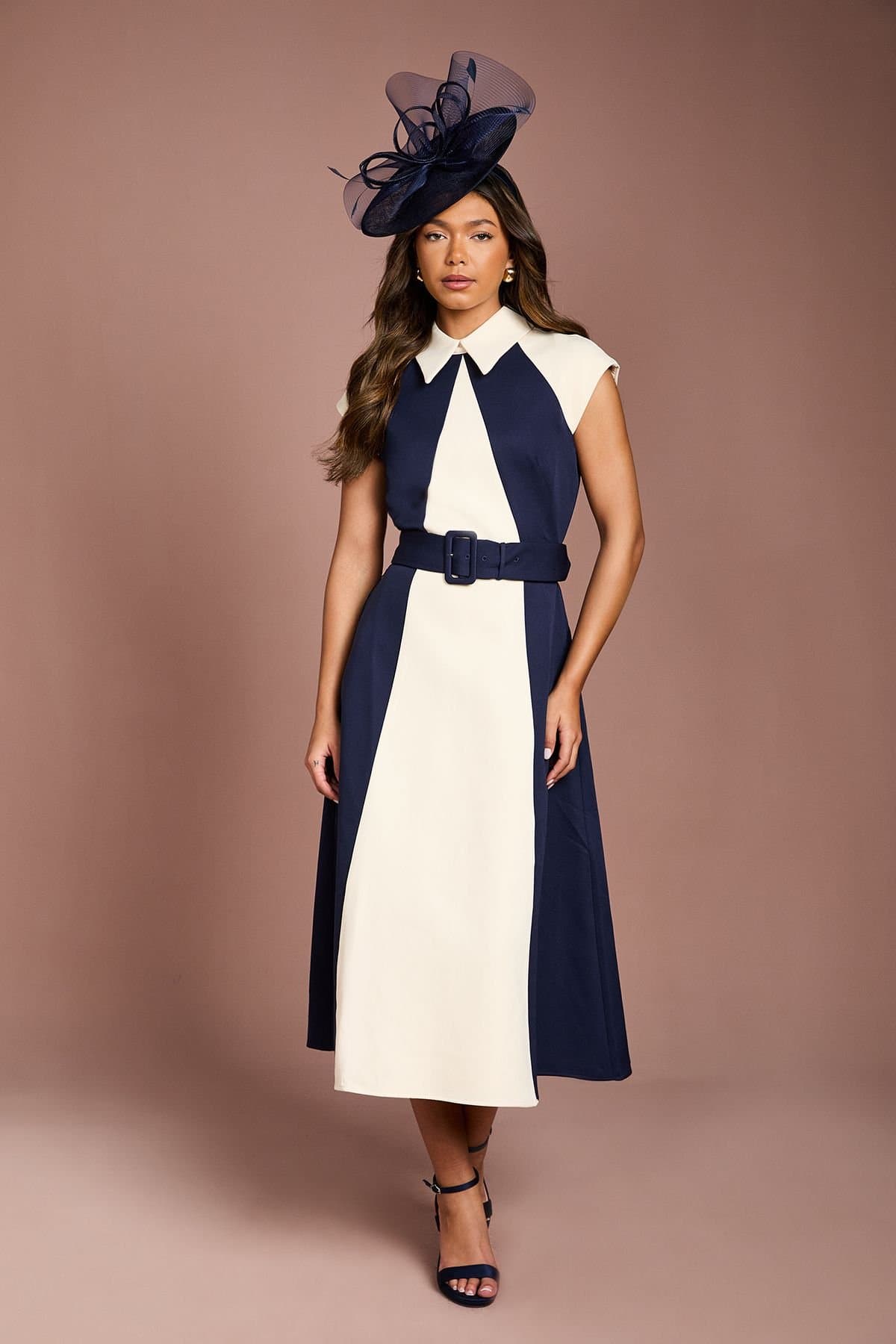 Coast Coast Women's Colour Block Panelled Midi Dress in Ivory