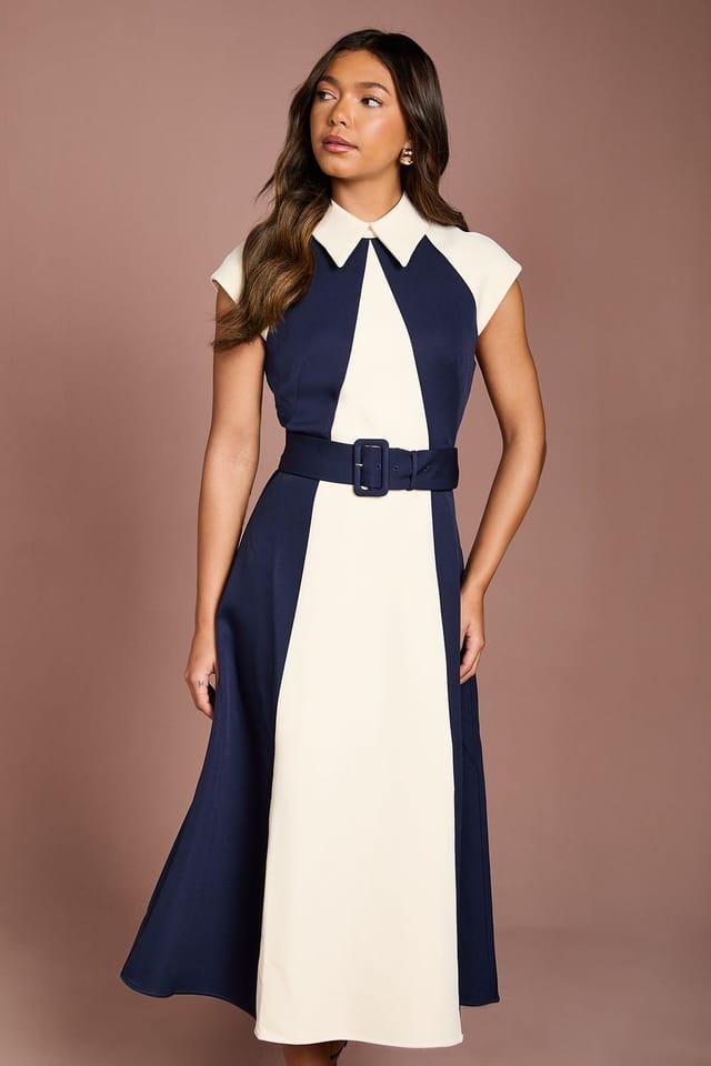 Coast Coast Women's Colour Block Panelled Midi Dress in Ivory - 2