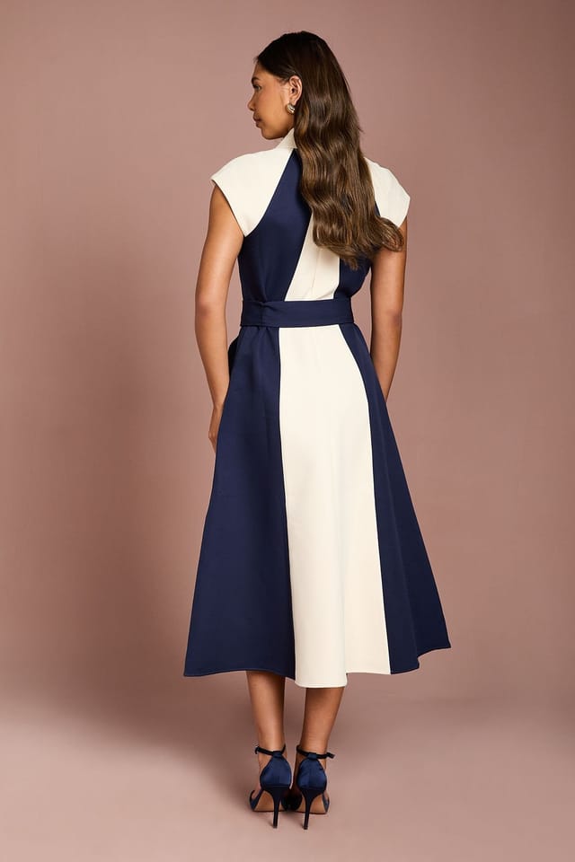 Coast Coast Women's Colour Block Panelled Midi Dress in Ivory - 3