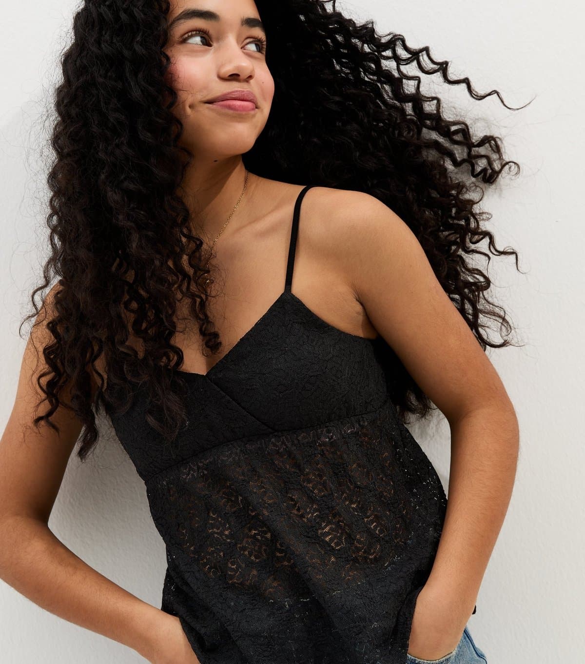 New Look New Look Black Lace Triangle Cami Top