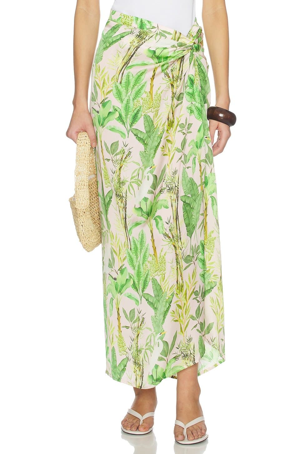 revolve Hand Draped Tropical Maxi Skirt