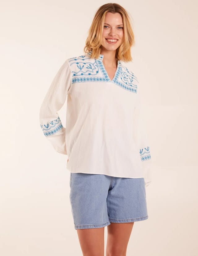 Blue Vanilla Full Sleeve Embroidered Blouse - 3