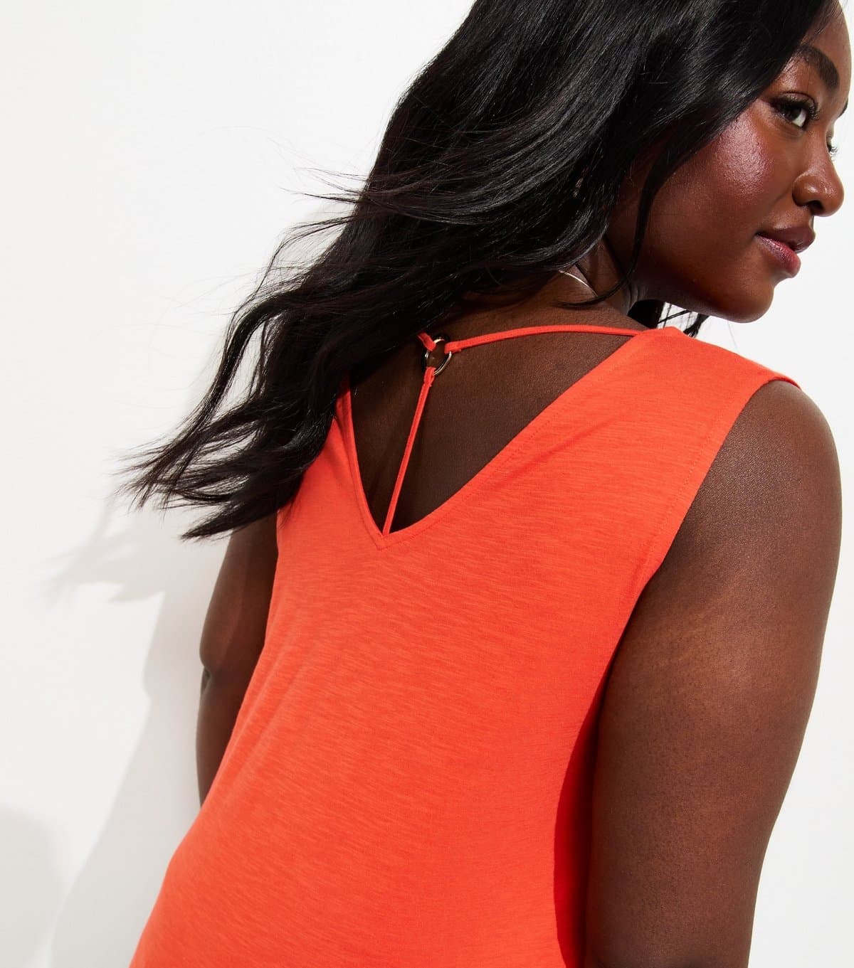 New Look Women's Plus Size Bright Orange Relaxed V-Neck Vest Curves New Look