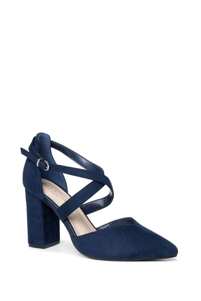Paradox London Paradox London Women's Gwendolyn' Wide Fit Block Heel Open Court Shoes in Navy - 3