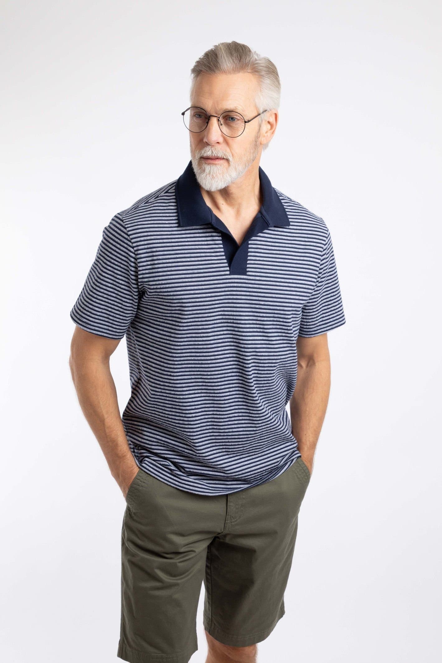 Weird Fish Weird Fish Men's Virgil Cotton Striped Polo Shirt in Navy