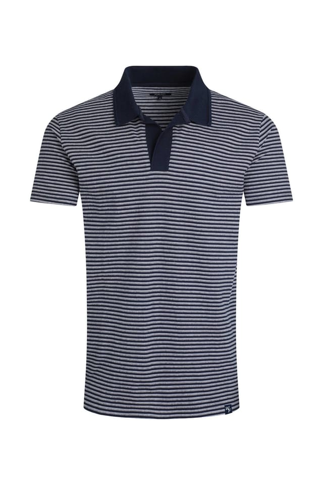 Weird Fish Weird Fish Men's Virgil Cotton Striped Polo Shirt in Navy - 2