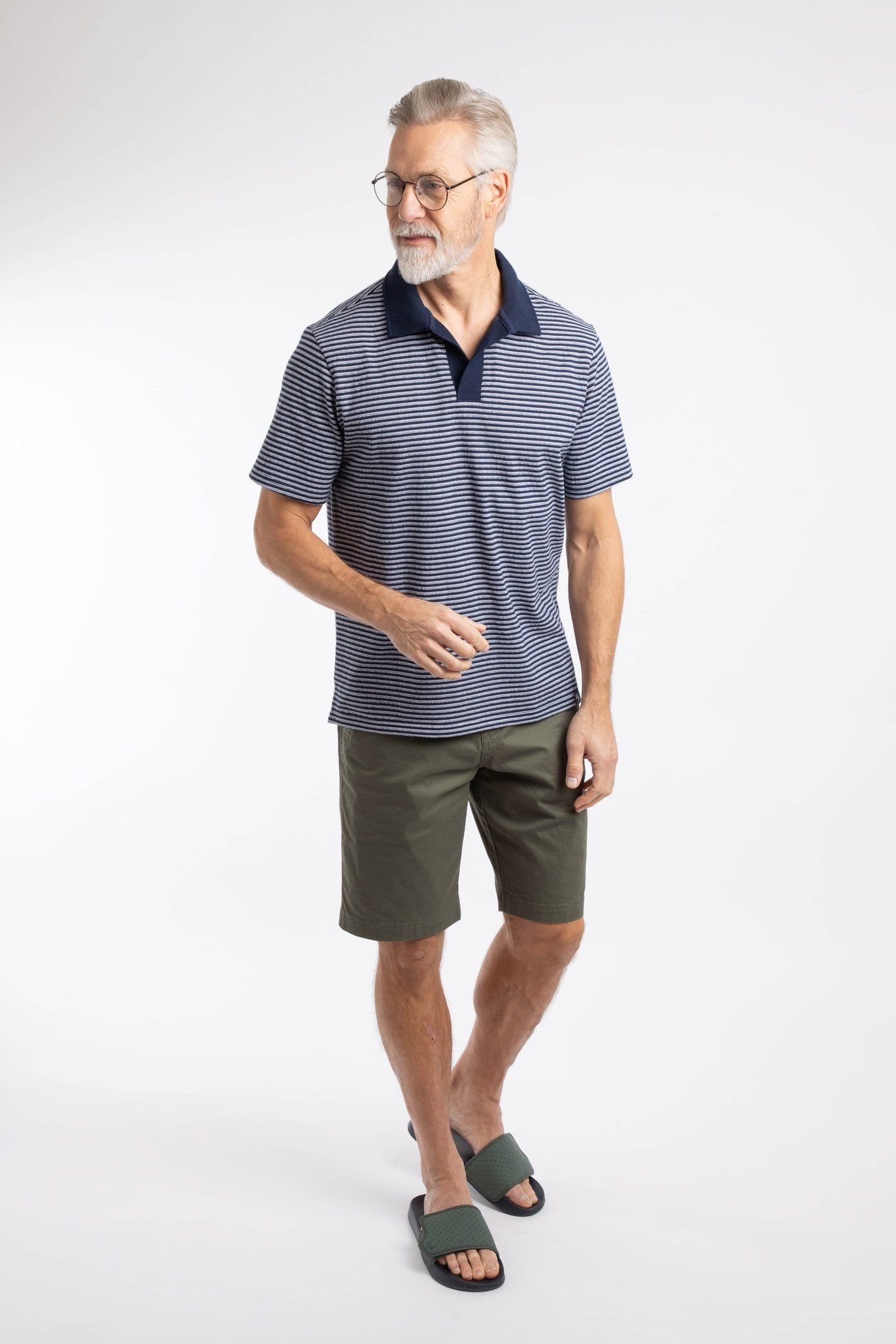 Weird Fish Weird Fish Men's Virgil Cotton Striped Polo Shirt in Navy - 4