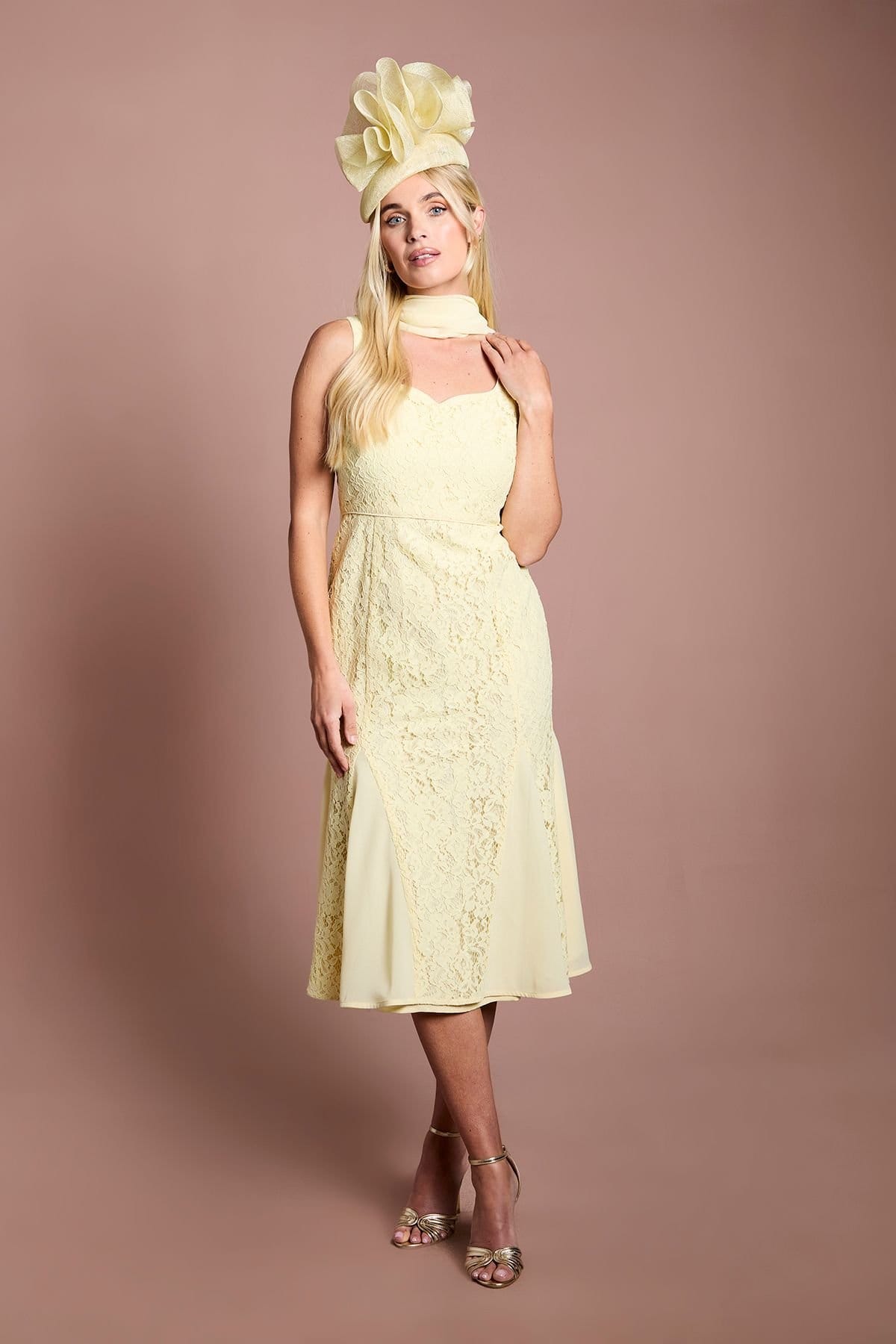 Coast Lemon Lace Maxi Dress With Godets