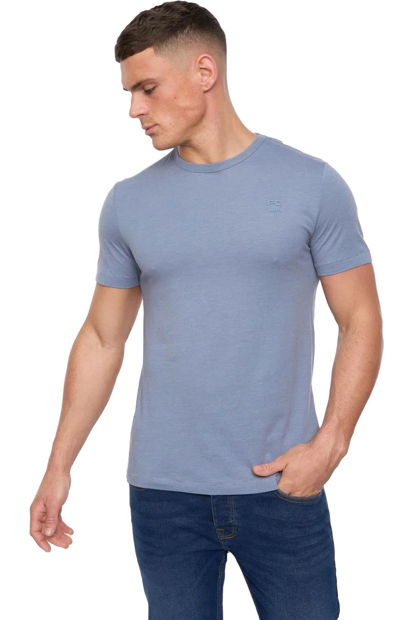 Fcuk Fcuk Men's Stack T-Shirt in Light Blue