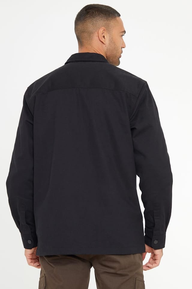 Threadbare Threadbare Men's Relaxed Fit Cotton Twill Button Up Shacket in Black - 2