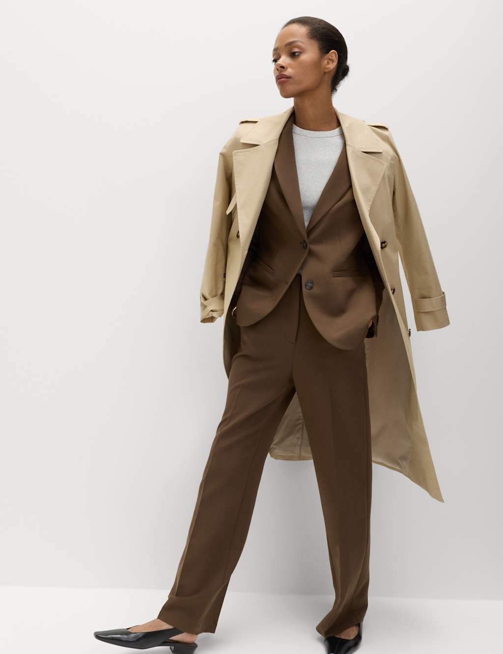 Marks & Spencer M&S Relaxed Tailored Single-Breasted Blazer Khaki - 2