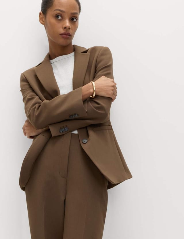 Marks & Spencer M&S Relaxed Tailored Single-Breasted Blazer Khaki - 3