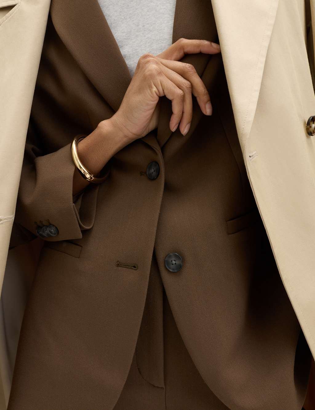 Marks & Spencer M&S Relaxed Tailored Single-Breasted Blazer Khaki - 4